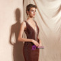 Shop 2019 Long & Short Brown Mermaid Deep V-neck Backless Lace Up Long Prom Dress With Factory Price From Kemedress