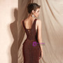 Shop 2019 Long & Short Brown Mermaid Deep V-neck Backless Lace Up Long Prom Dress With Factory Price From Kemedress
