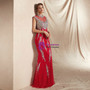 Shop 2019 Long & Short Red Mermaid Lace High Neck See Through Prom Dress With Crystal With Factory Price From Kemedress