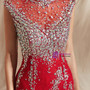 Shop 2019 Long & Short Red Mermaid Lace High Neck See Through Prom Dress With Crystal With Factory Price From Kemedress