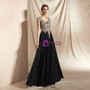 Shop 2019 Long & Short A-Line Black Chiffon Appliques Scoop Neck Long Prom Dress With Factory Price From Kemedress