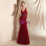Shop 2019 Long & Short Burgundy Mermaid Tulle V-neck Backless Prom Dress With Beading With Factory Price From Kemedress