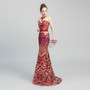 Shop 2019 Long & Short Red Mermaid Sequins Scoop Backless Long Prom Dress With Factory Price From Kemedress