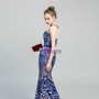 Shop 2019 Long & Short Blue Mermaid Sequins Scoop Backless Long Prom Dress With Factory Price From Kemedress