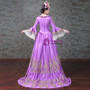 Shop 2019 Long & Short A-Line Hi Lo Purple Satin Lace Appliques Puff Sleeve Drama Show Vintage Gown Dress With Factory Price From Kemedress