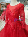 Shop 2019 Long & Short Red Ball Gown Tulle Sequins Appliques Long Sleeve Wedding Dress With Train With Factory Price From Kemedress