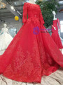 Shop 2019 Long & Short Red Ball Gown Tulle Sequins Appliques Long Sleeve Wedding Dress With Train With Factory Price From Kemedress