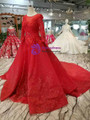 Shop 2019 Long & Short Red Ball Gown Tulle Sequins Appliques Long Sleeve Wedding Dress With Train With Factory Price From Kemedress