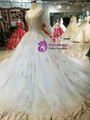 Shop 2019 Long & Short Blue Ball Gown Tulle Sequins Deep V-neck Backless Wedding Dress With Factory Price From Kemedress