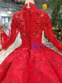 Shop 2019 Long & Short Red Ball Gown Lace Appliques High Neck Long Sleeve Wedding Dress With Factory Price From Kemedress