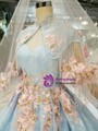 Shop 2019 Long & Short Blue Ball Gown Lace Sweetheart Neck Appliques Wedding Dress Shawl With Factory Price From Kemedress