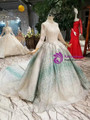 Shop 2019 Long & Short Ball Gown Sequins High Neck Long Sleeve Appliques Wedding Dress With Factory Price From Kemedress