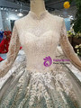 Shop 2019 Long & Short Ball Gown Sequins High Neck Long Sleeve Appliques Wedding Dress With Factory Price From Kemedress