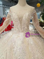 Shop 2019 Long & Short Champagne Ball Gown Tulle Sequins Long Sleeve Wedding Dress With Beading With Factory Price From Kemedress