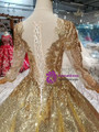 Shop 2019 Long & Short Gold Ball Gown Sequins Long Sleeve Scoop Floor Length Wedding Dress With Factory Price From Kemedress