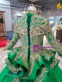 Shop 2019 Long & Short Green Ball Gown Tulle Gold Sequins High Neck Long Sleeve Wedding Dress With Factory Price From Kemedress