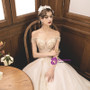 Shop 2019 Long & Short Champagne Court Ball Gown Tulle Appliques Off The Shoulder Wedding Dress With Train With Factory Price From Kemedress
