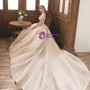 Shop 2019 Long & Short Champagne Court Ball Gown Tulle Appliques Off The Shoulder Wedding Dress With Train With Factory Price From Kemedress