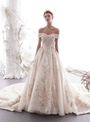 Shop 2019 Long & Short Champagne Tulle Lace Appliques Off the Shoulder Wedding Dress With Train With Factory Price From Kemedress
