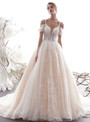 Shop 2019 Long & Short Champagne Ball Gown Tulle Spaghetti Straps Tulle Lace Appliques Wedding Dress With Factory Price From Kemedress
