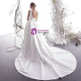Shop 2019 Long & Short A-Line White Satin Deep V-neck Backless Pleats Wedding Dress With Factory Price From Kemedress