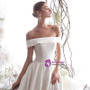Shop 2019 Long & Short Charming Champagne Satin Tulle Off The Shoulder Wedding Dress With Factory Price From Kemedress