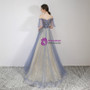 Shop 2019 Long & Short In Stock:Ship in 48 Hours Blue And Champagne Tulle Bateau Prom Dress With Factory Price From Kemedress