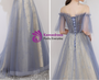 Shop 2019 Long & Short In Stock:Ship in 48 Hours Blue And Champagne Tulle Bateau Prom Dress With Factory Price From Kemedress