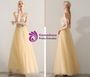 Shop 2019 Long & Short In Stock:Ship in 48 Hours Champagne Tulle Off The Shoulder Prom Dress With Factory Price From Kemedress