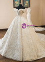 Shop 2019 Long & Short Luxury Champagne Ball Gown Lace Off The Shoulder Wedding Dress With Pearls With Factory Price From Kemedress
