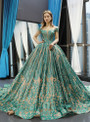 Shop 2019 Long & Short Green Ball Gown Sequins Off The Shoulder Wedding Dress With Train With Factory Price From Kemedress