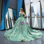 Shop 2019 Long & Short Green Ball Gown Sequins Off The Shoulder Wedding Dress With Train With Factory Price From Kemedress