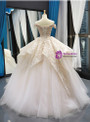 Shop 2019 Long & Short Champagne Ball Gown Tulle Lace Off The Shoulder Prom Dress With Factory Price From Kemedress