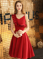 Shop 2019 Long & Short In Stock:Ship in 48 Hours Burgundy Satin Asymmetrical Neck Homecoming Dress With Factory Price From Kemedress