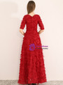 Shop 2019 Long & Short In Stock:Ship in 48 Hours Burgundy V-neck Short Sleeve Prom Dress With Factory Price From Kemedress