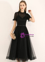 Shop 2019 Long & Short In Stock:Ship in 48 Hours Black High Short Sleeve Prom Dress With Factory Price From Kemedress