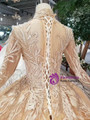 Shop 2019 Long & Short Gold Ball Gown Tulle Appliques High Neck Long Sleeve Wedding Dress With Factory Price From Kemedress