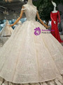 Shop 2019 Long & Short Light Champagne High Neck Backless Floor Length Wedding Dress With Beading With Factory Price From Kemedress