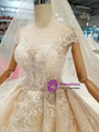 Shop 2019 Long & Short Champagne Ball Gown Tulle Cap Sleeve Backless Wedding Dress With Beading With Factory Price From Kemedress