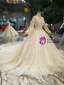 Shop 2019 Long & Short Light Champagne Ball Gown Tulle Sequins Long Sleeve Wedding Dress With Removable Train With Factory Price From Kemedress