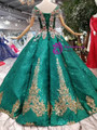 Shop 2019 Long & Short Green Ball Gown Sequins Bateau Appliques Cap Sleeve Wedding Dress With Factory Price From Kemedress