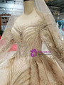 Shop 2019 Long & Short Luxury Champagne Tulle Sequins Bateau Long Sleeve Wedding Dress With Beading With Factory Price From Kemedress