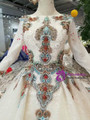 Shop 2019 Long & Short Light Champagne Ball Gown Long Sleeve Embroidery Wedding Dress With Train Crystal With Factory Price From Kemedress