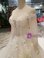Shop 2019 Long & Short Light Champagne Tulle Lace Appliques Long Sleeve Backless Wedding Dress With Factory Price From Kemedress