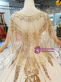 Shop 2019 Long & Short Champagne Ball Gown Tulle Sequins Off The Shoulder Wedding Dress With Shawl With Factory Price From Kemedress
