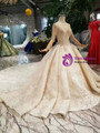 Shop 2019 Long & Short Champagne Ball Gown Tulle Sequins Long Sleeve Wedding Dress With Long Train With Factory Price From Kemedress