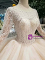 Shop 2019 Long & Short Champagne Tulle Bateau Long SLeeve Backless Beading Wedding Dress With Factory Price From Kemedress