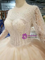 Shop 2019 Long & Short Champagne Tulle Bateau Long SLeeve Backless Beading Wedding Dress With Factory Price From Kemedress