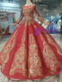 Shop 2019 Long & Short Red Ball Gown Sequins Long SLeeve Sequins Appliques Wedding Dress With Factory Price From Kemedress