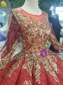 Shop 2019 Long & Short Red Ball Gown Sequins Long SLeeve Sequins Appliques Wedding Dress With Factory Price From Kemedress